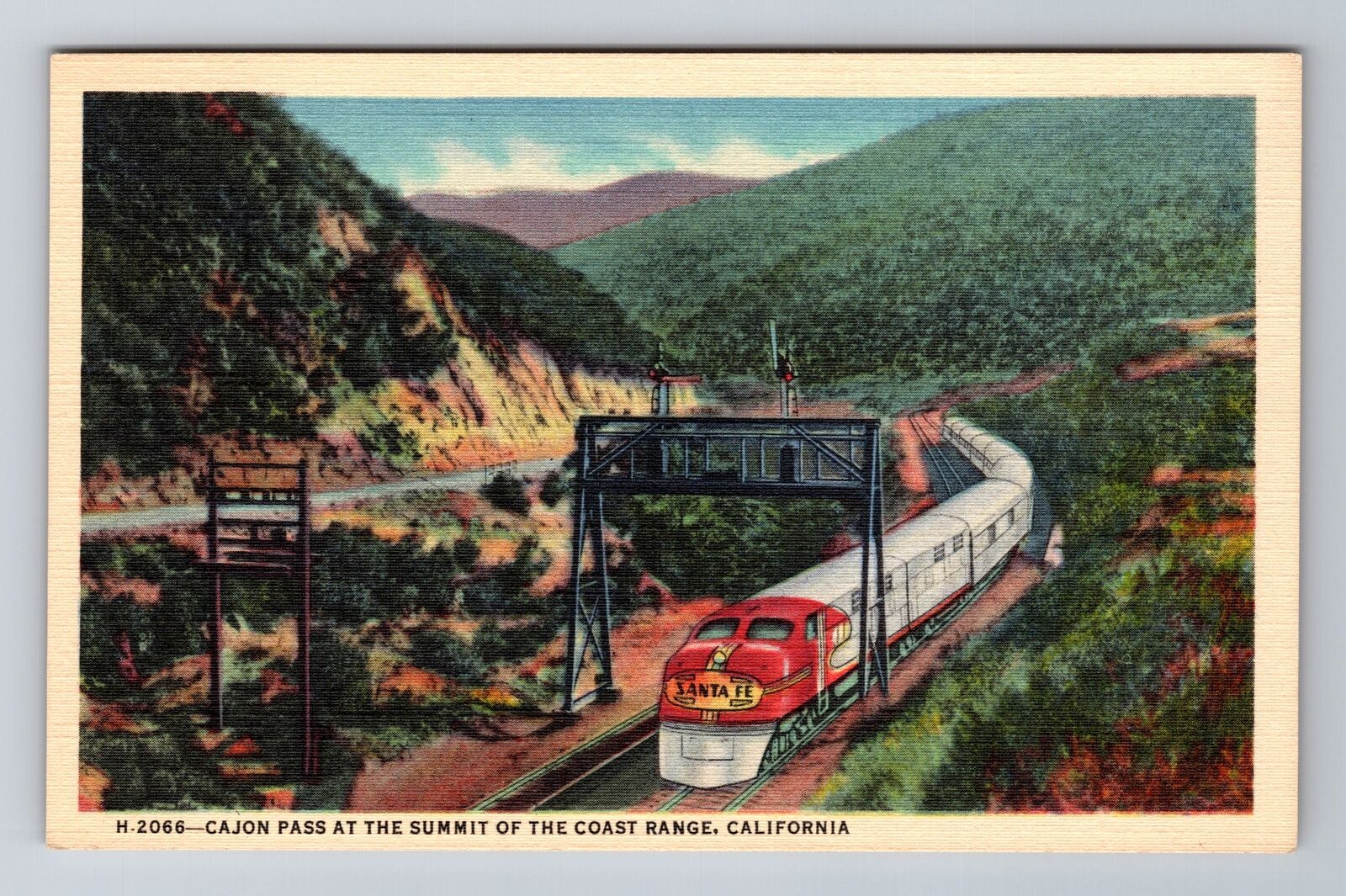 CA-California, Cajon Pass At The Summit, Aerial, Antique Vintage Postcard