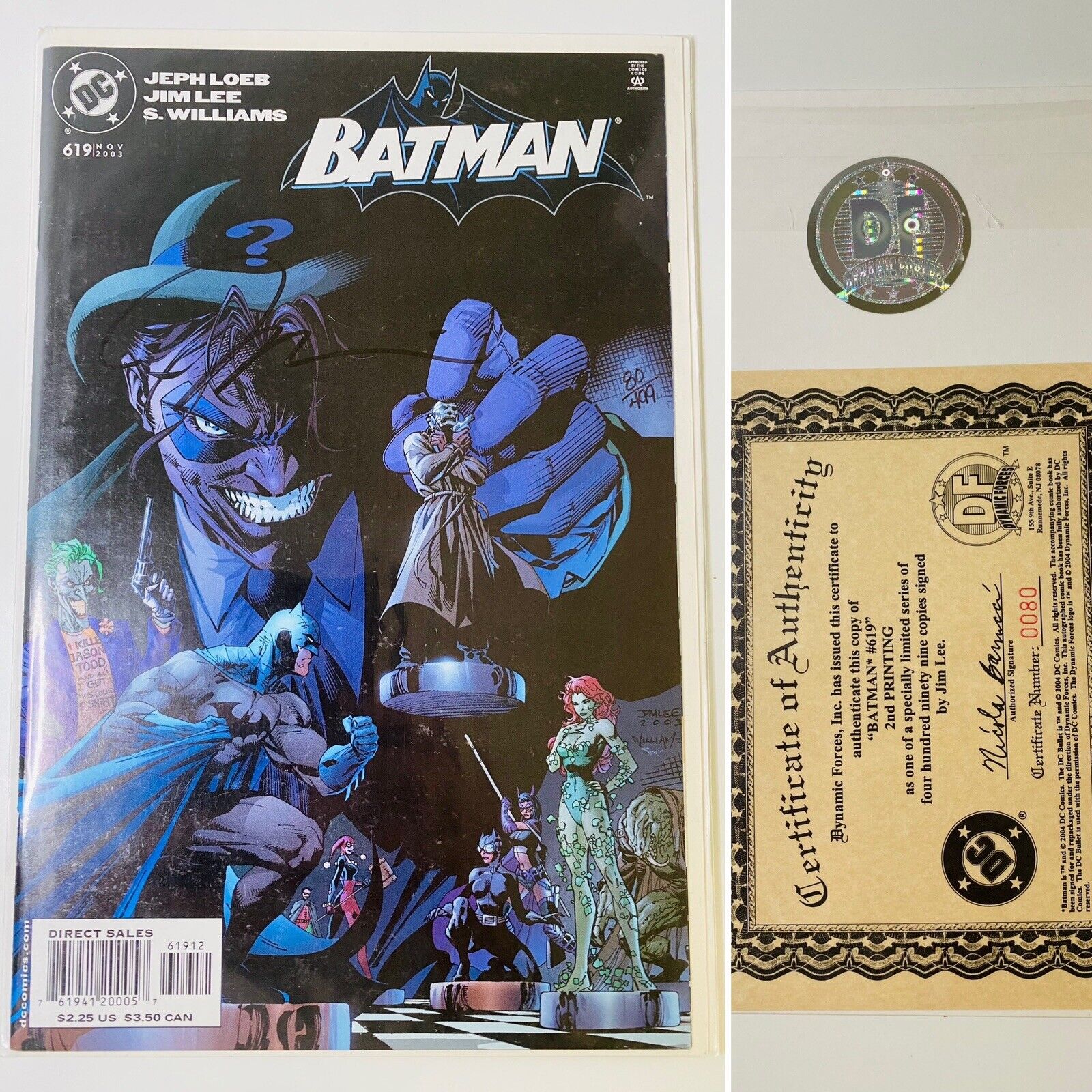 BATMAN #619 (DC 2003) 2nd Print VARIANT DF EXCLUSIVE JIM LEE SIGNED W COA