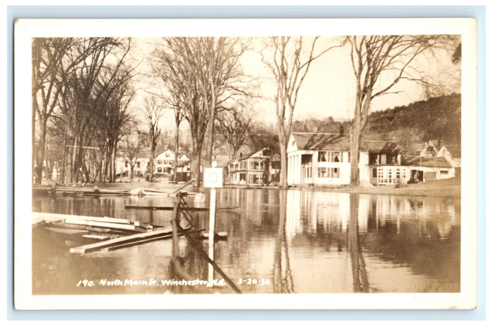 North Main St Flood Winchester NH New Hampshire Real Photo RPPC Postcard (ES18)