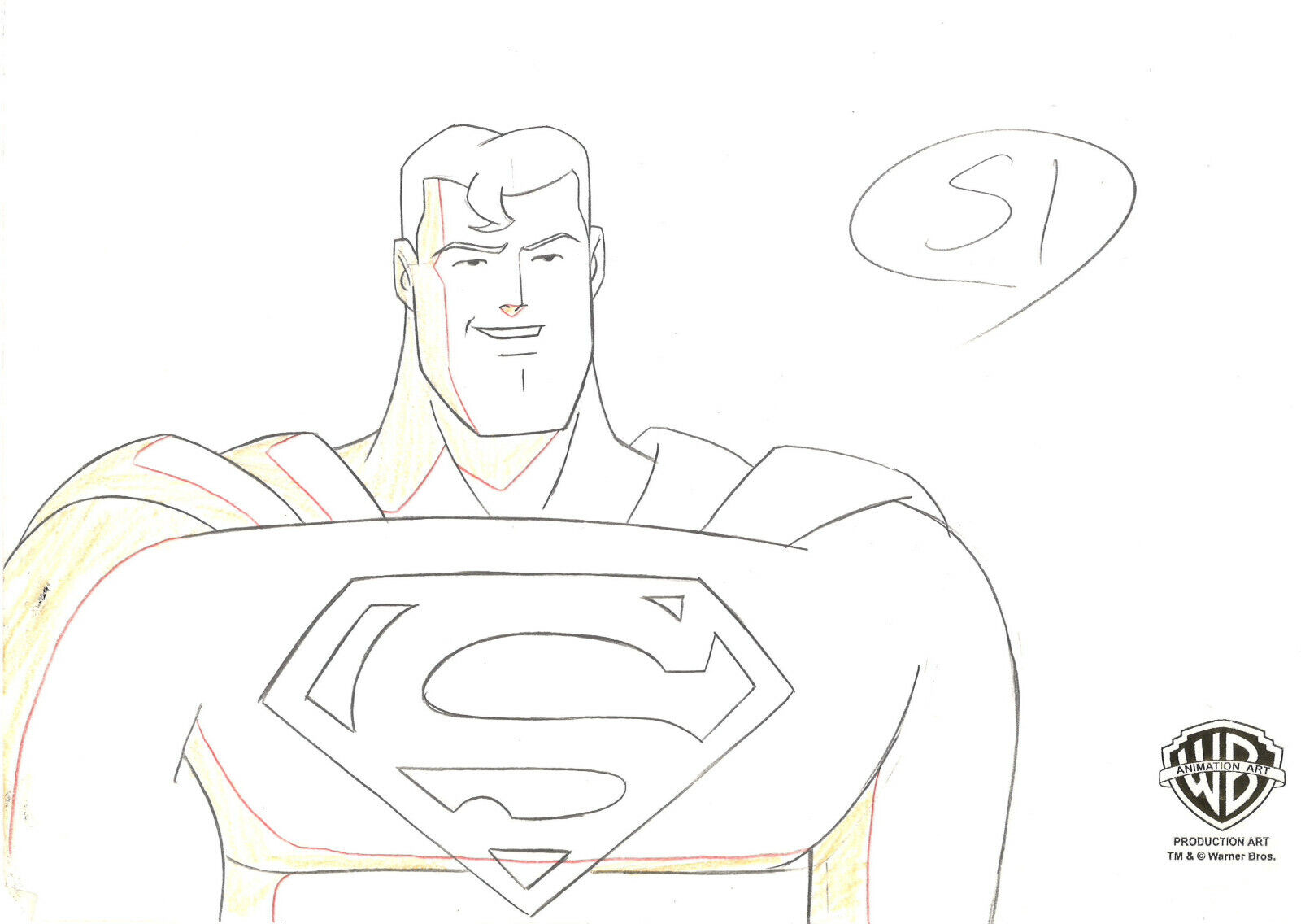 Superman Animated Series Original Production Drawing-Superman-Smiling
