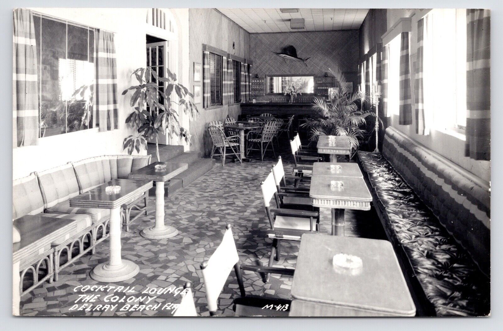 c1950s~The Colony Hotel~Cocktail Lounge~Delray Beach Florida FL~RPPC Postcard