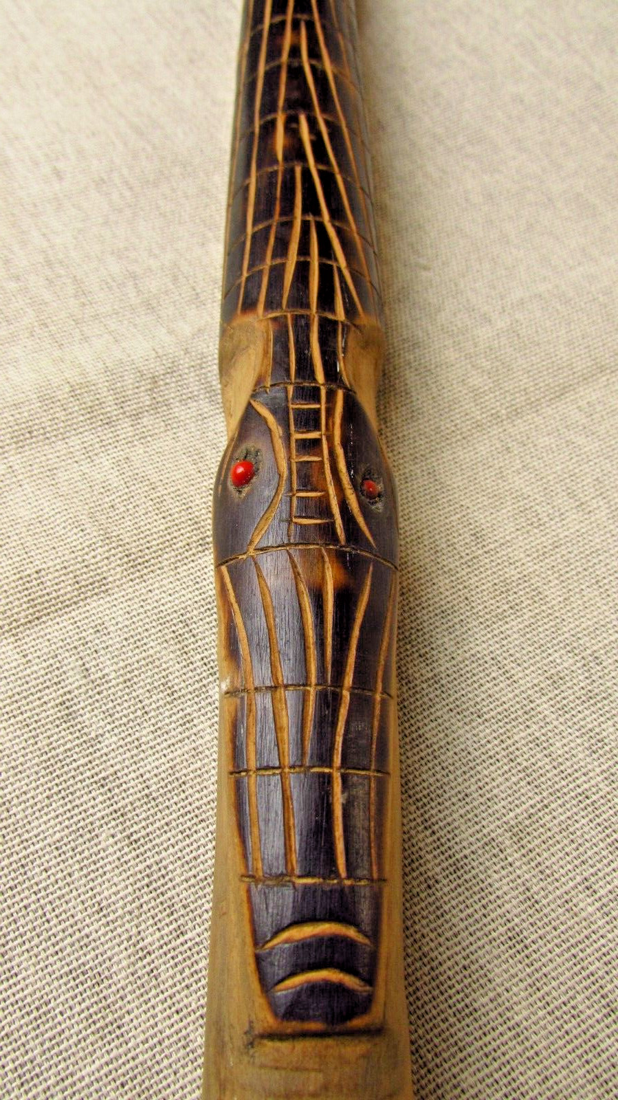 Handcarved Wooden Crocodile Walking Stick From Trinidad