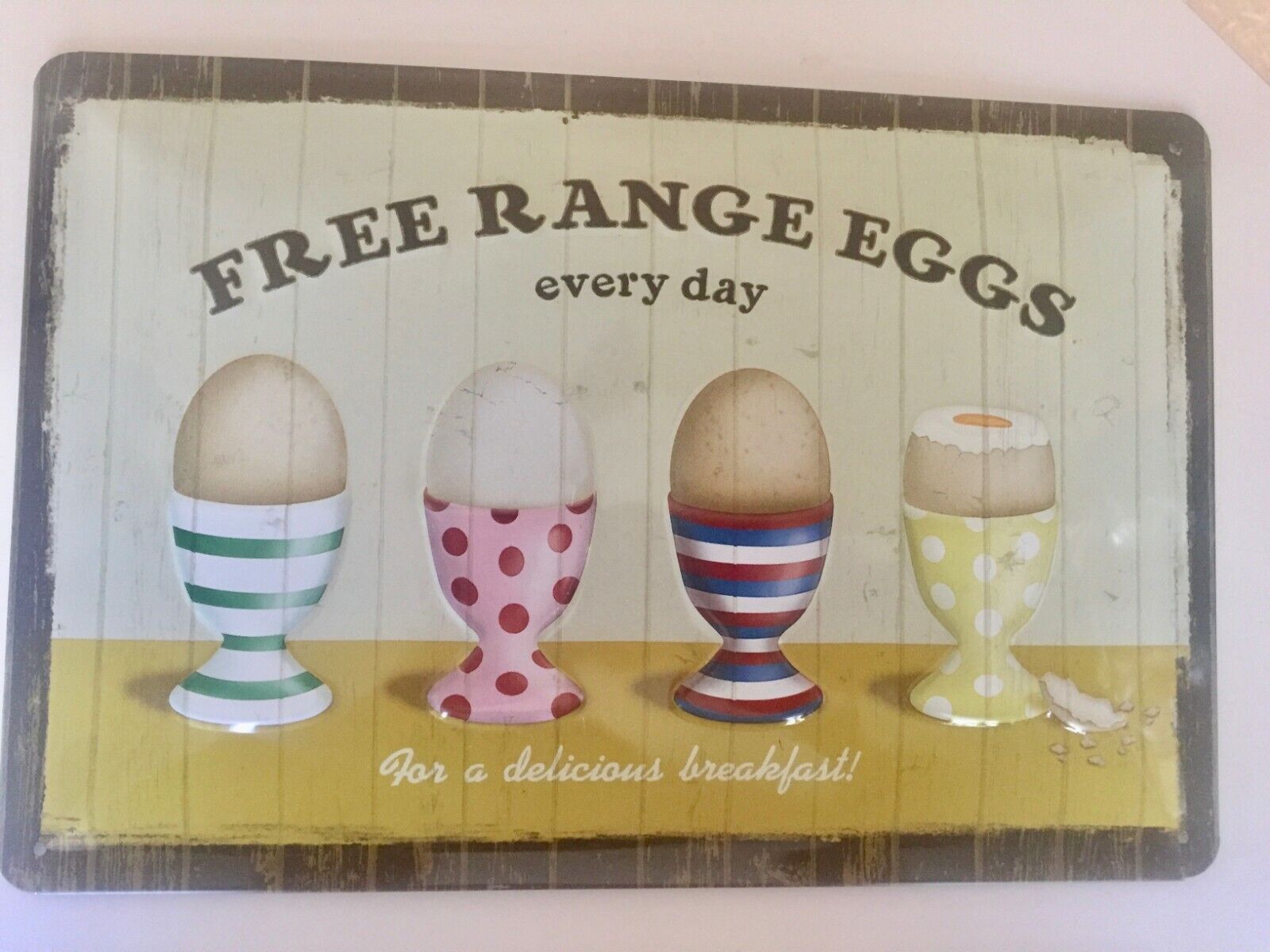 Tin Nostalgic Art Free Range Eggs Sign 8\
