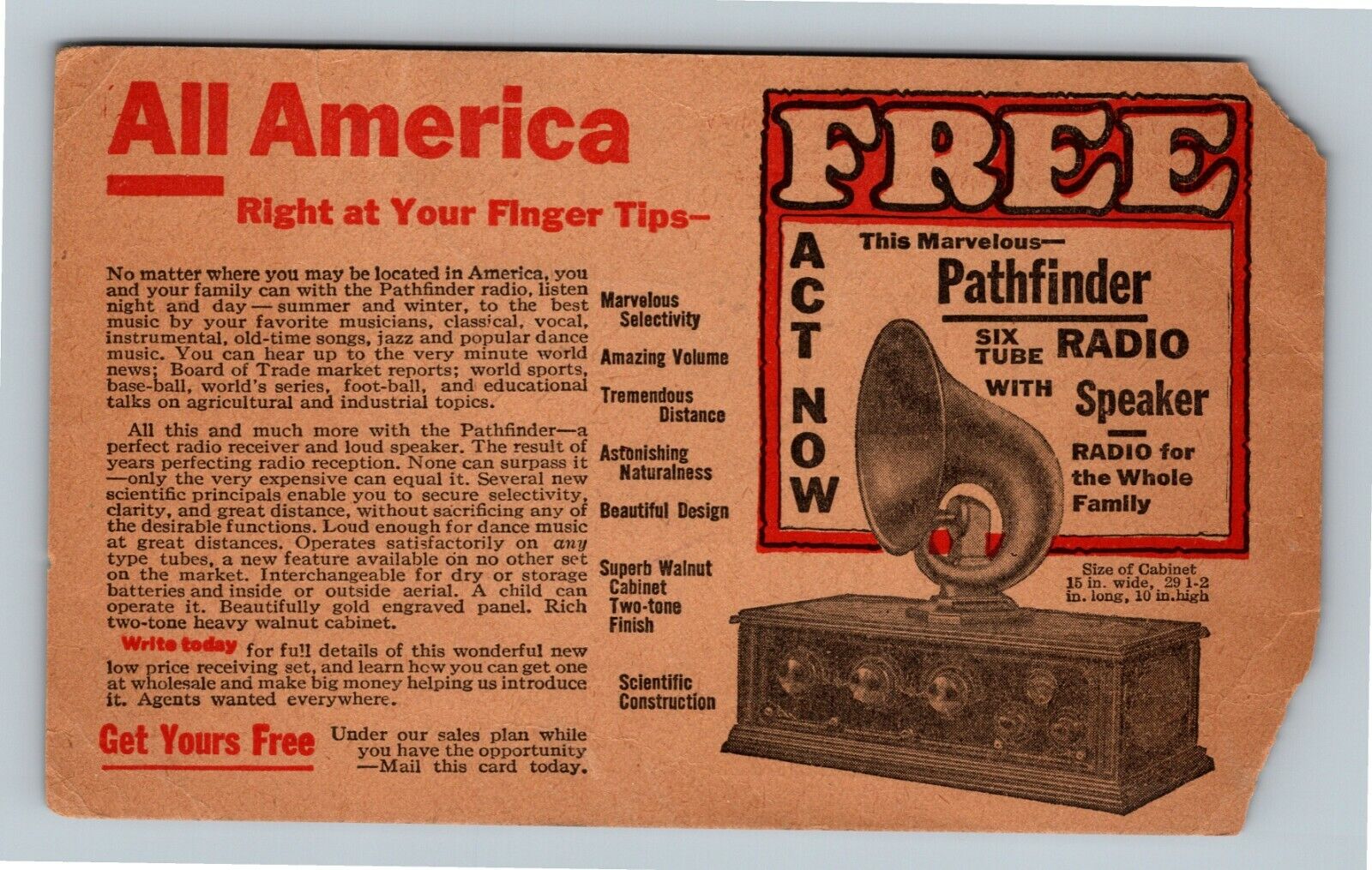 Advertising PATHFINDER SIX TUBE RADIO SPEAKER Chicago Illinois Vintage Postcard