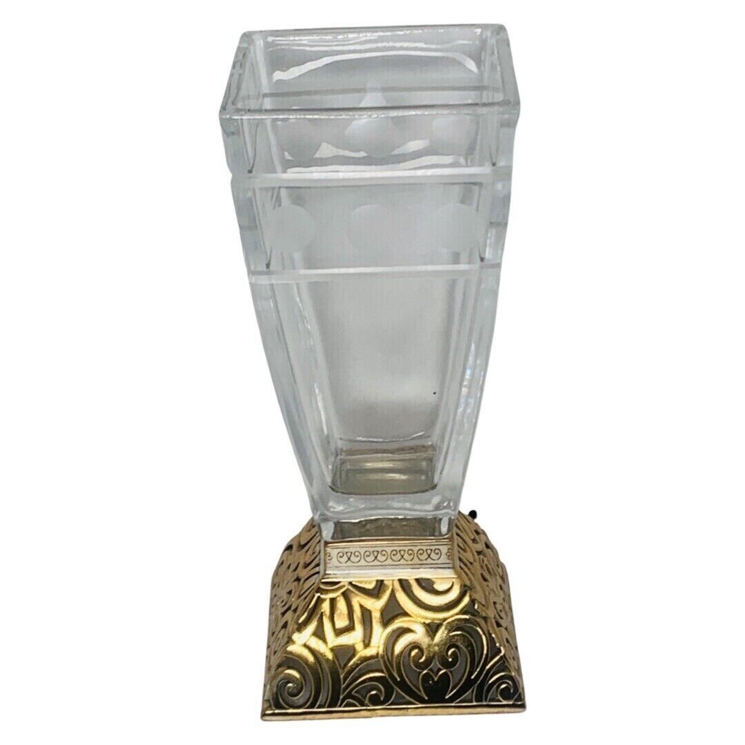Brighton Gold Plated Heart Glass Vase 7.25\