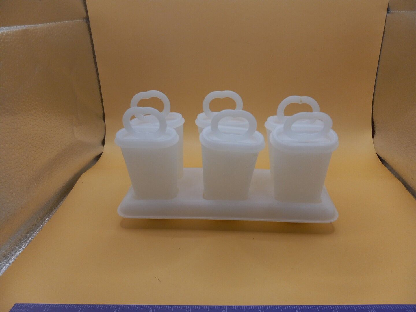 Vintage Tupperware Set of 6 Popsicle Maker Molds Ice Cups Tray White
