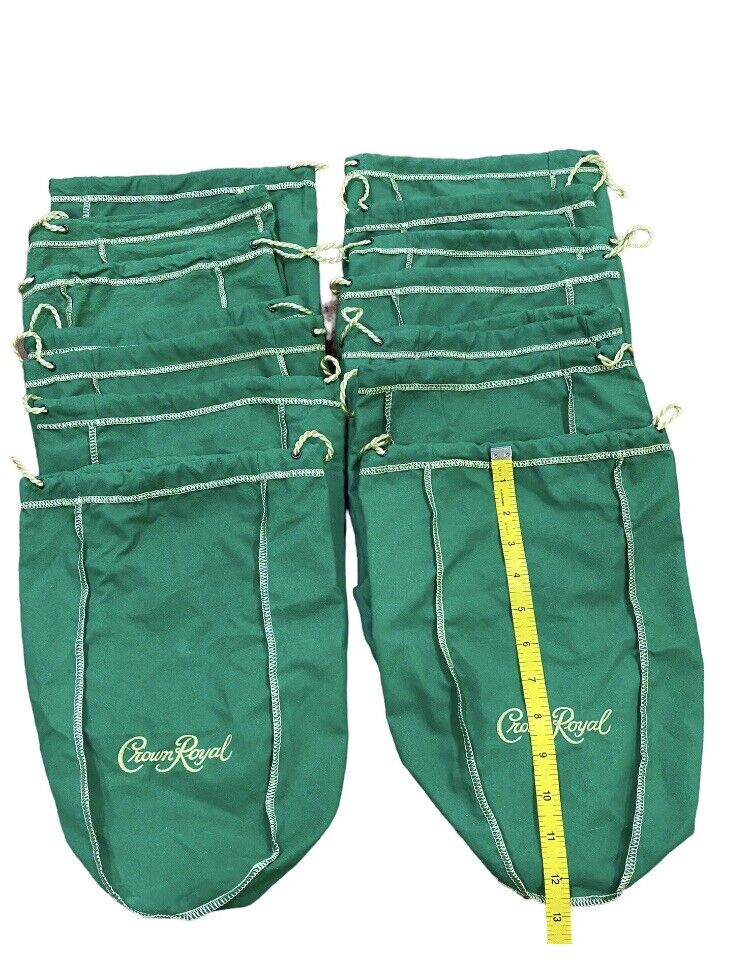 100- Crown Royal XL Green Bags 10-13” TALL  Quilting /collecting/dice W/ Free 🚢