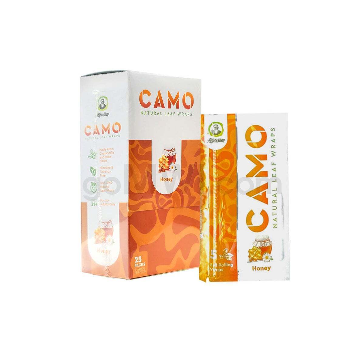 CAMO Self Rolling Wrap 125 wraps -  Honey Full box- FAST SHIPPING