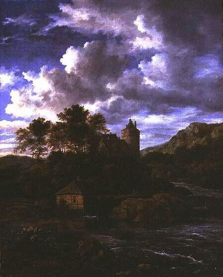 Oil painting Jacob Isaakszoon Van Ruisdael Mountainous Landscape with Castle art