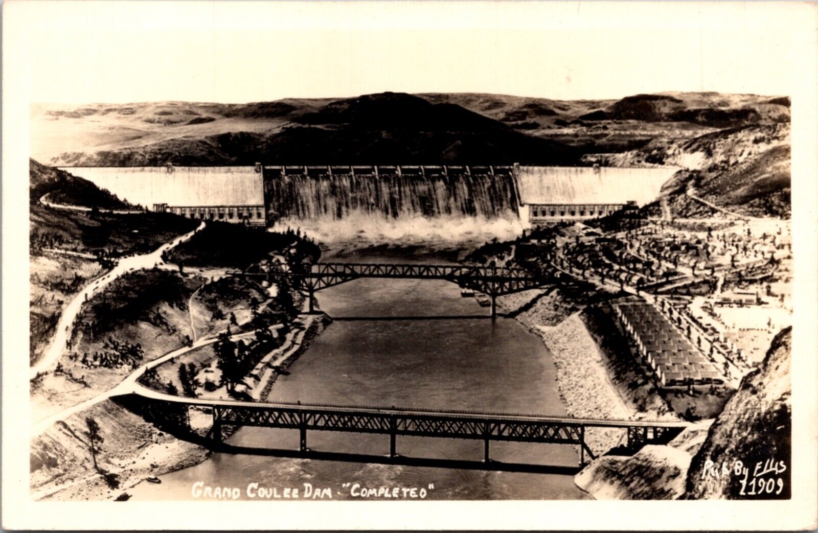 Real Photo Postcard Overview of Grand Coulee Dam, Washington