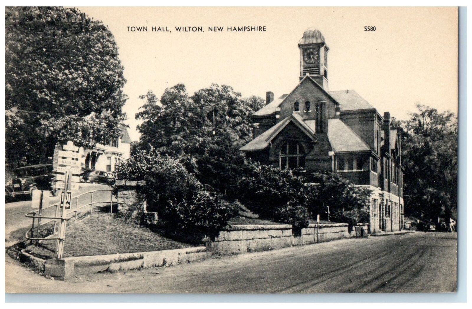 c1910 Town Hall Building Exterior Wilton New Hampshire NH Unposted Flag Postcard