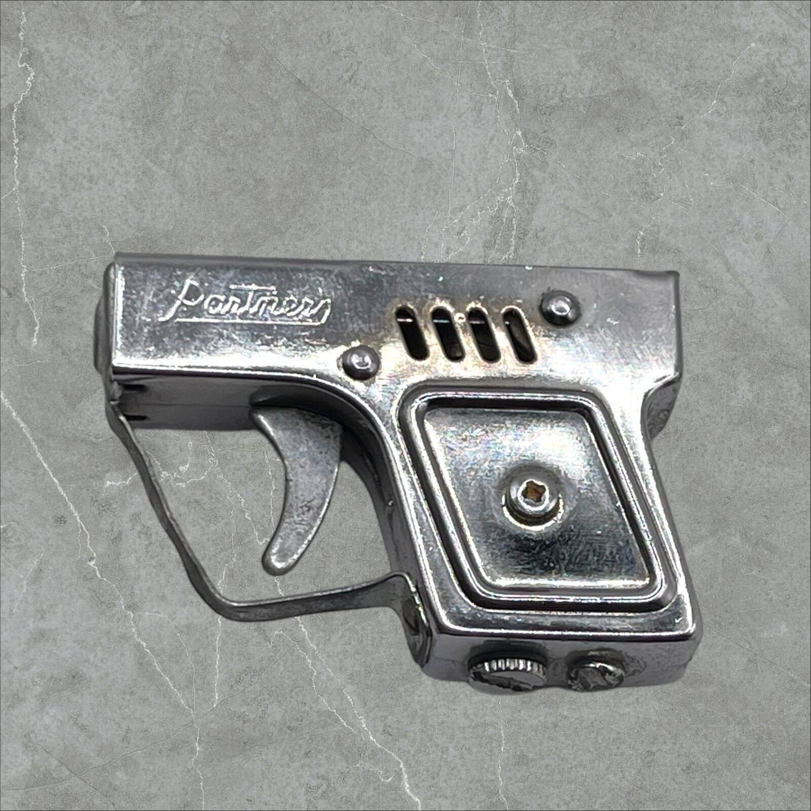 1950s Vintage Partner Gun Pistol Chrome Cigarette Lighter Made in Japan