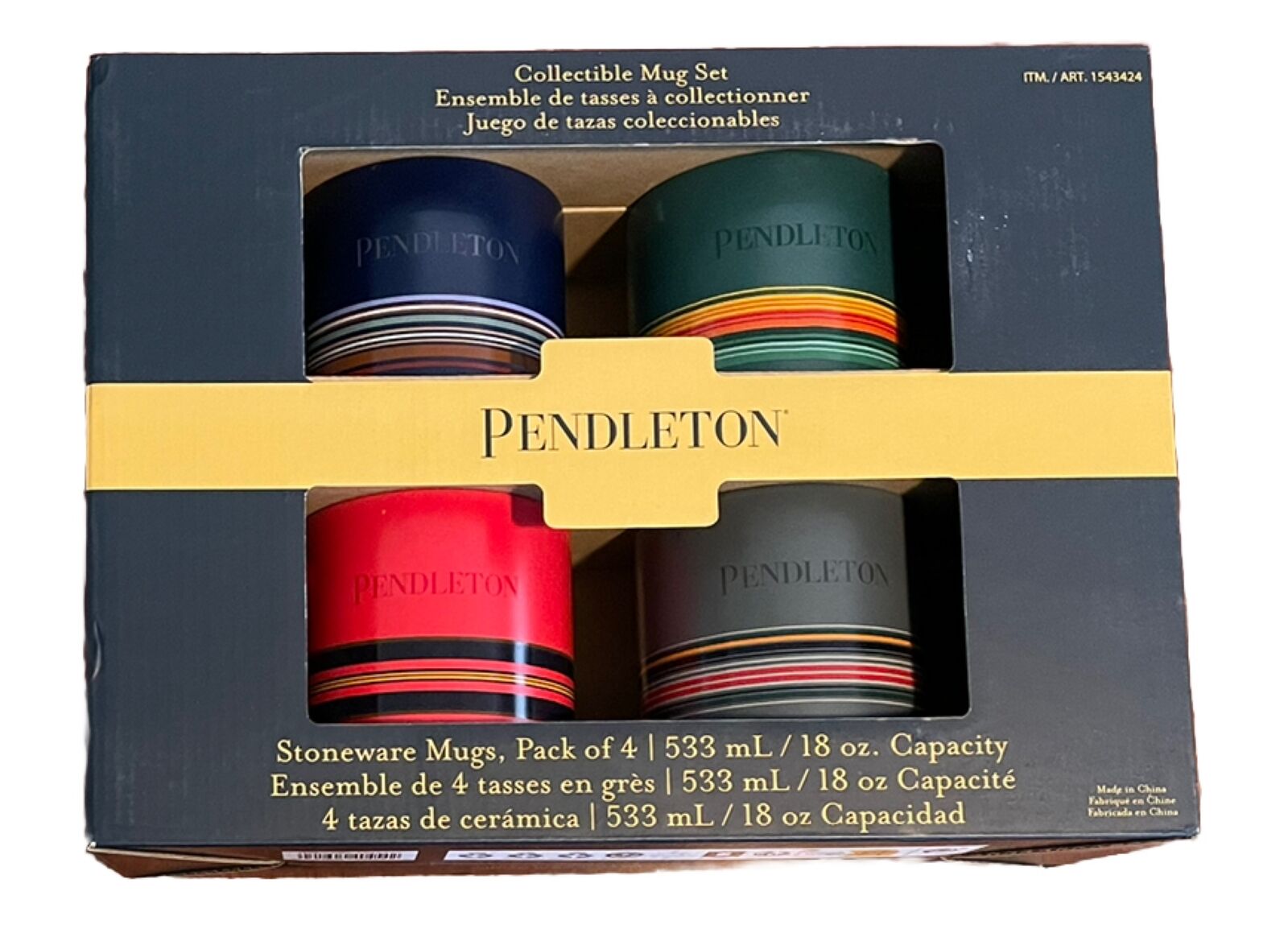 Pendleton National Parks Collectible Stoneware Mugs, 4-Pack 18 oz. capacity.