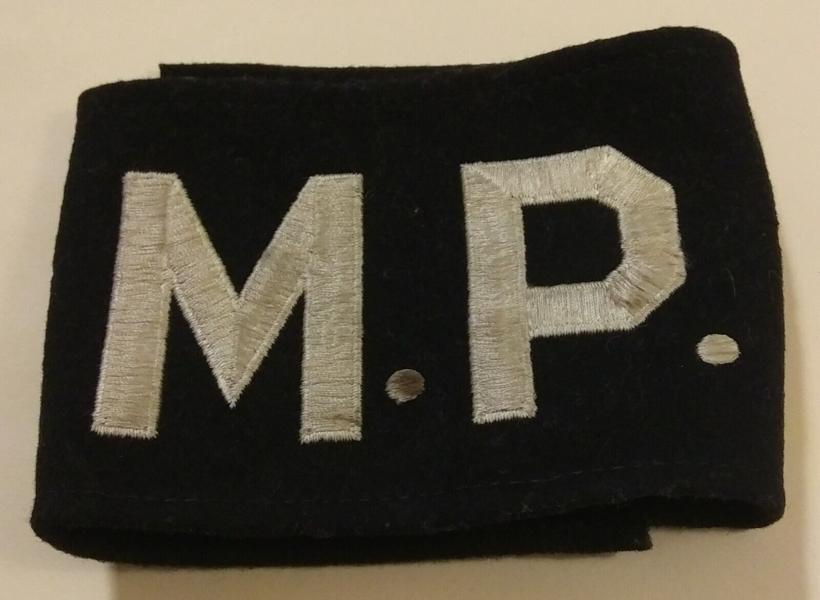 Rare WW2 US Army Military Police (M.P.) Arm Band with Dot After Each Letter