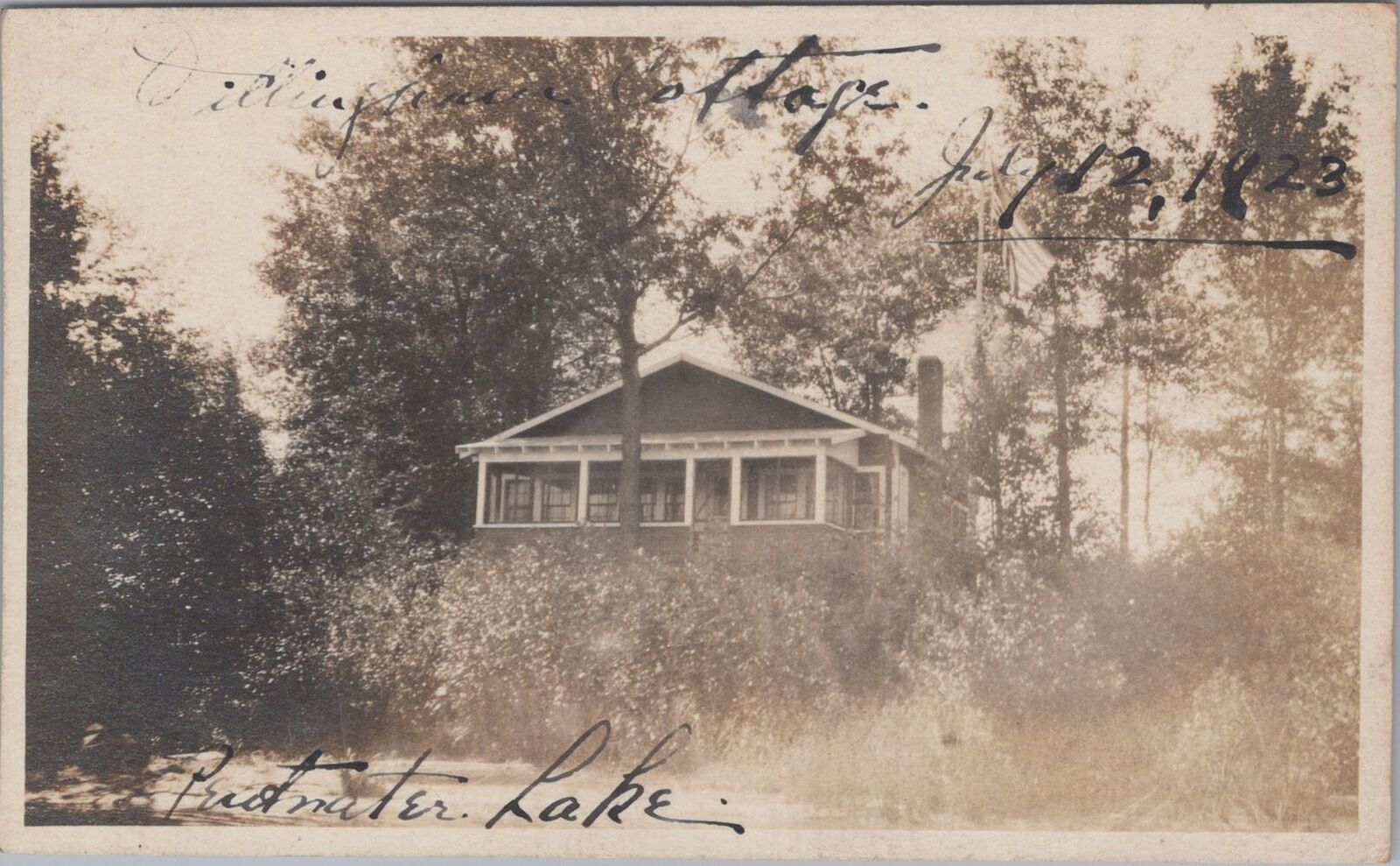 Cottage at Pentwater Lake Michigan 1923 RPPC Photo Postcard