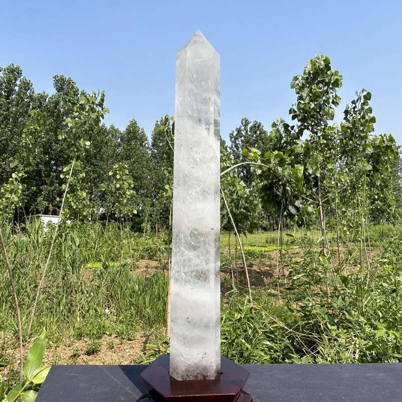 3400g Natural Clear Quartz Obelisk white Cystal Point Wand Tower + Stand gift