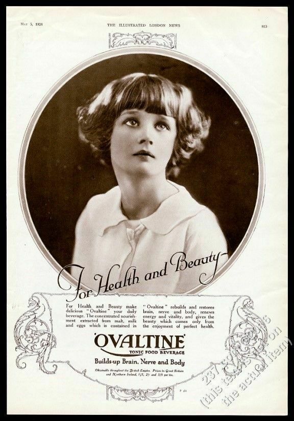 1928 Ovaltine drink young girl photo big UK vintage print ad