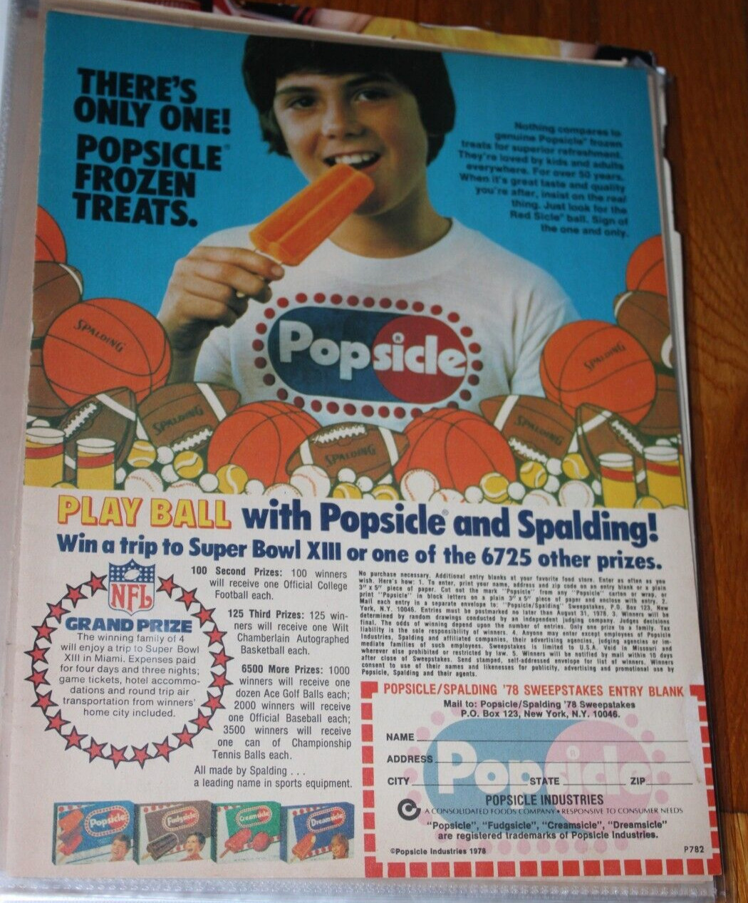 Popsicle Spaulding 1978 Super Bowl XIII  Vintage Ad Print Wall KitschyArt