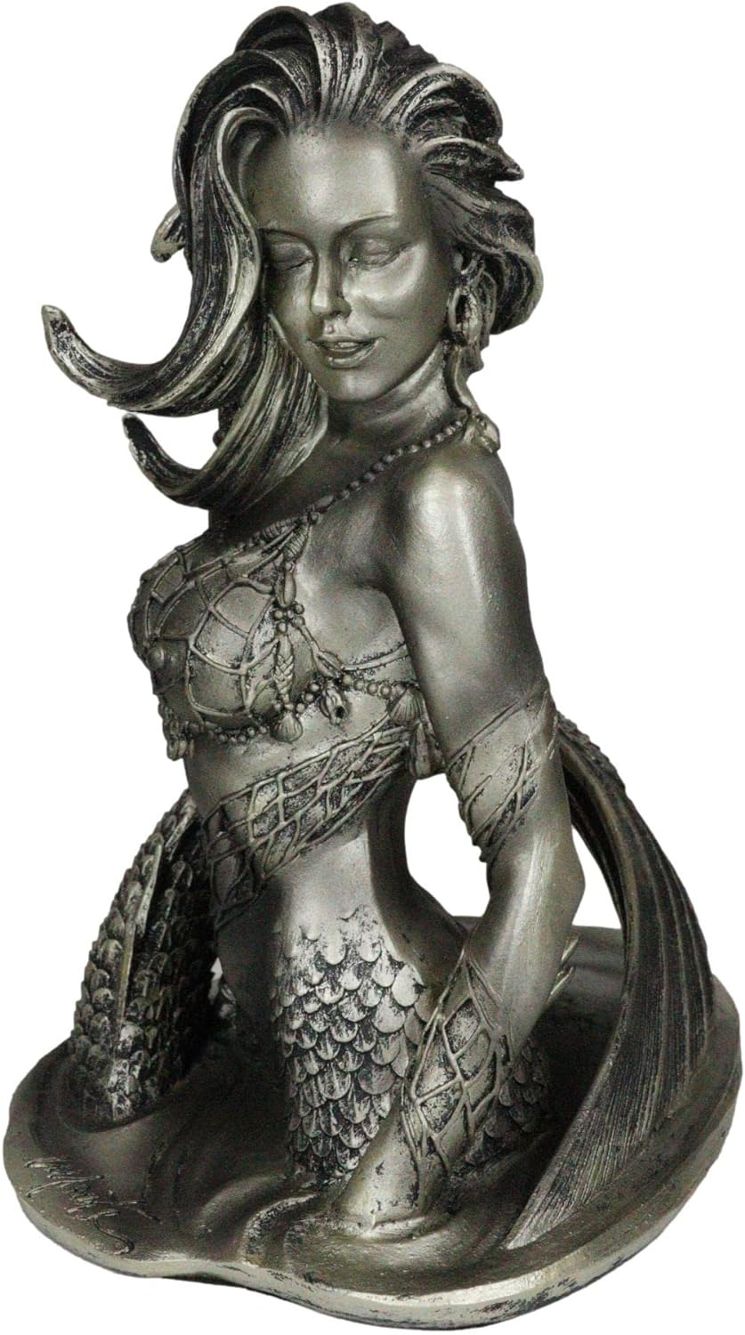 Ebros Aged Bronze Resin Seductive Siren of The Seas Mermaid in Fishnets Statue N
