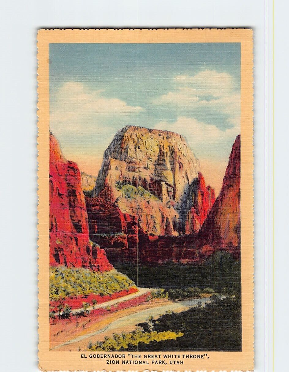 Postcard El Gobernador The Great White Throne Zion National Park Utah USA
