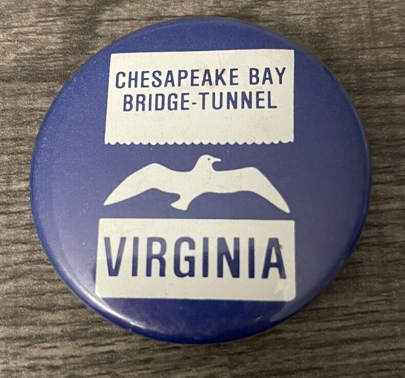 VINTAGE CHESAPEAKE BAY BRIDGE-TUNNEL PIN PINBACK VIRGINIA BUTTON SEA  Bpn001
