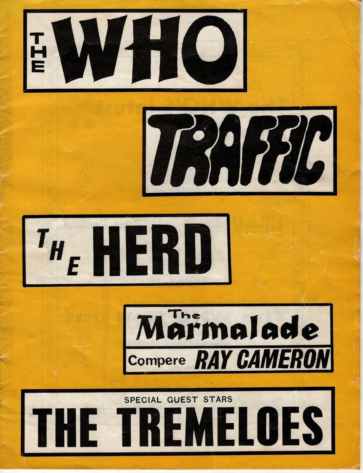 The Who Traffic The Herd Tour Programme Original Vintage 1967