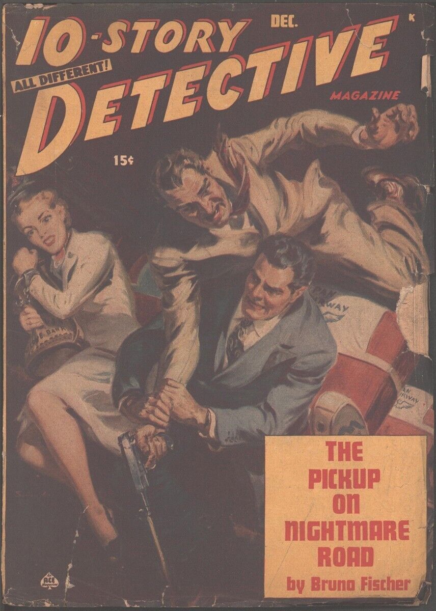 10-Story Detective 1948 December. Cover by Norman Saunders.  Pulp