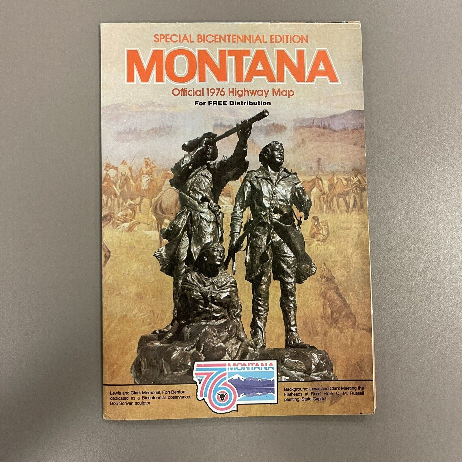 Montana Official 1976 Highway Map Special Bicentennial Edition 