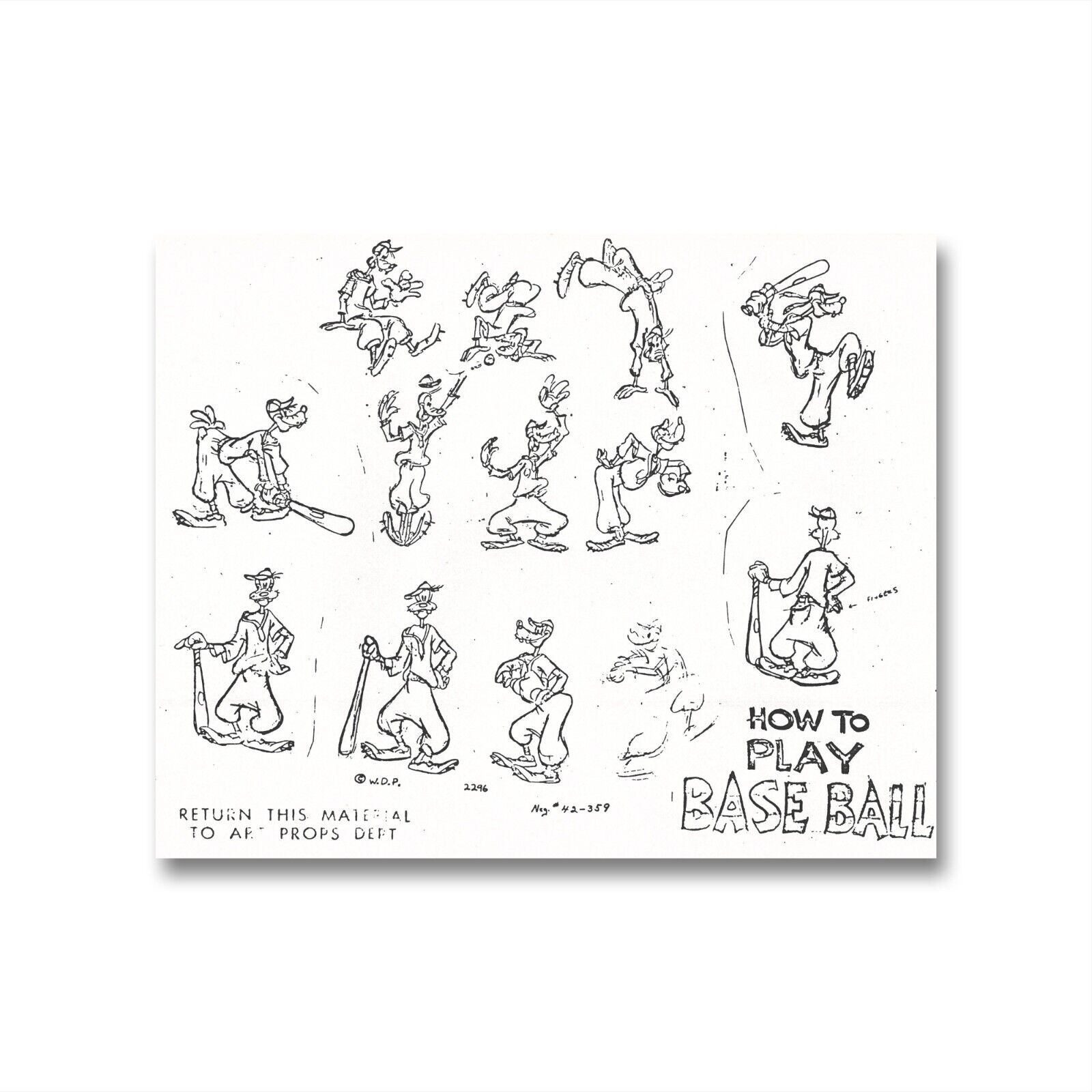 How to Play Baseball Original Production Model Sheet: Goofy, SSV1156