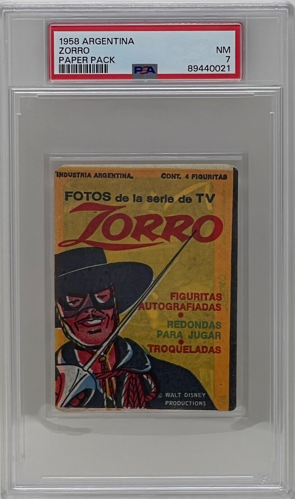 1958 Zorro Argentina Sealed Wax Unopened Trading Card Pack Walt Disney PSA 7