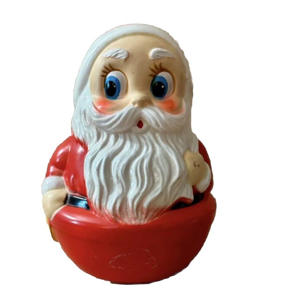 Vintage Kiddie Products Roly Poly Chime Santa Claus Christmas Toy Made in USA