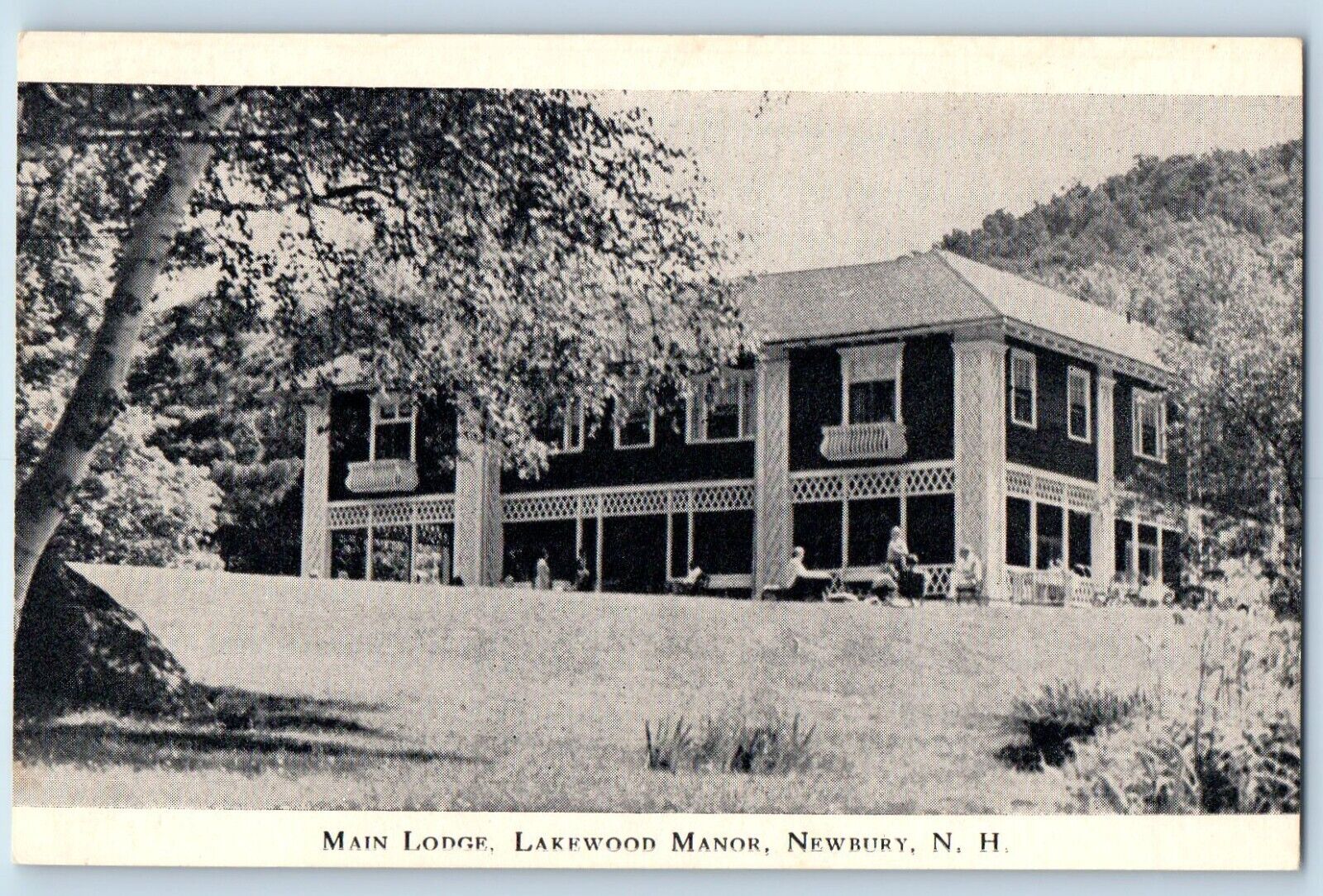 Newbury New Hampshire Postcard Main Lodge Lakewood Manor c1940 Vintage Antique