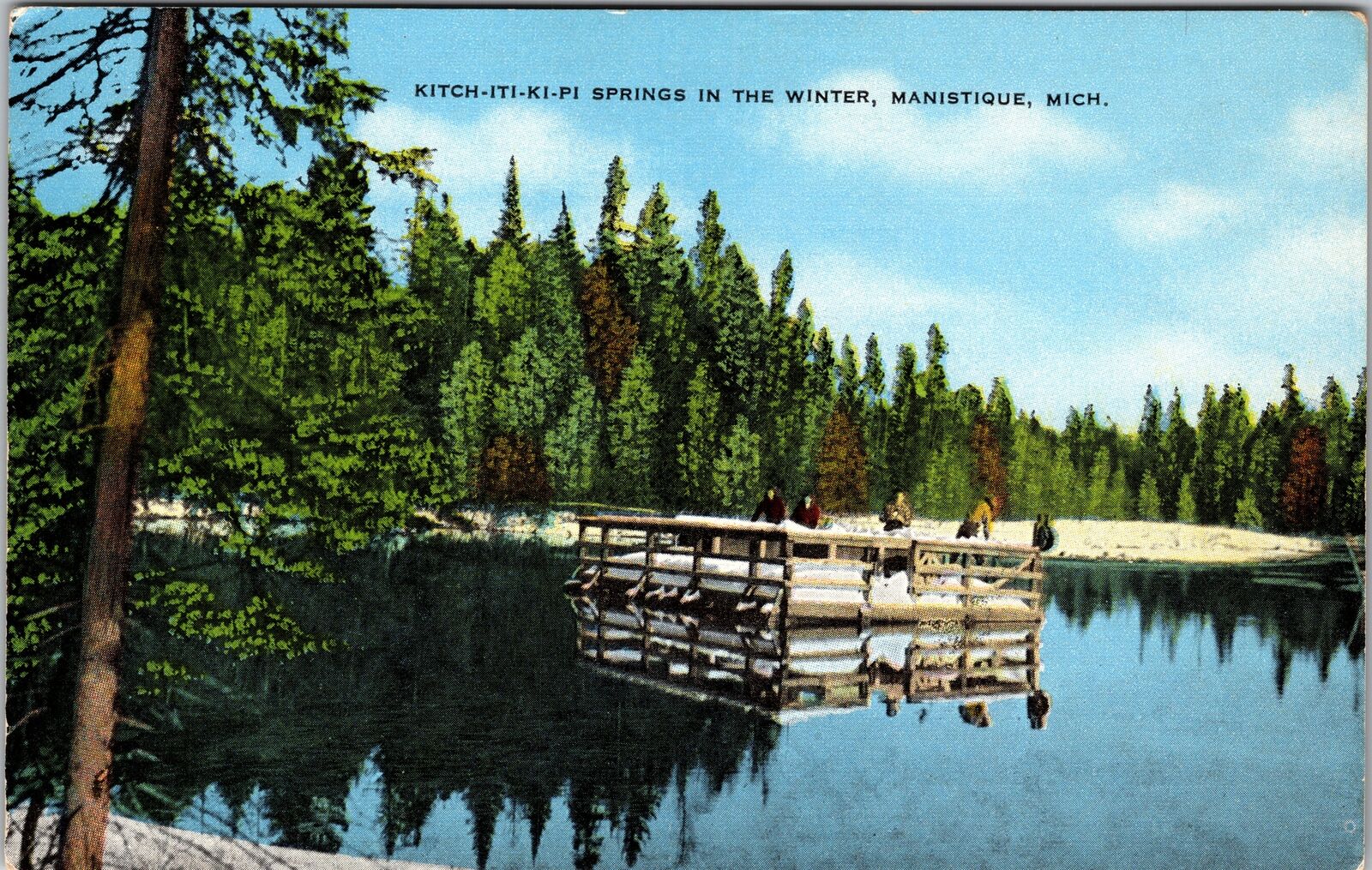 Manistique MI-Michigan, Kitch-Iti-Ki-Pi Spring, Vintage Postcard