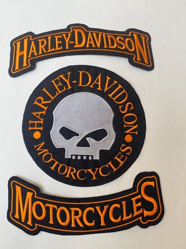 Custom Premium Quality Harley Davidson Willie - G Skull Patch Set of 3 Pieces
