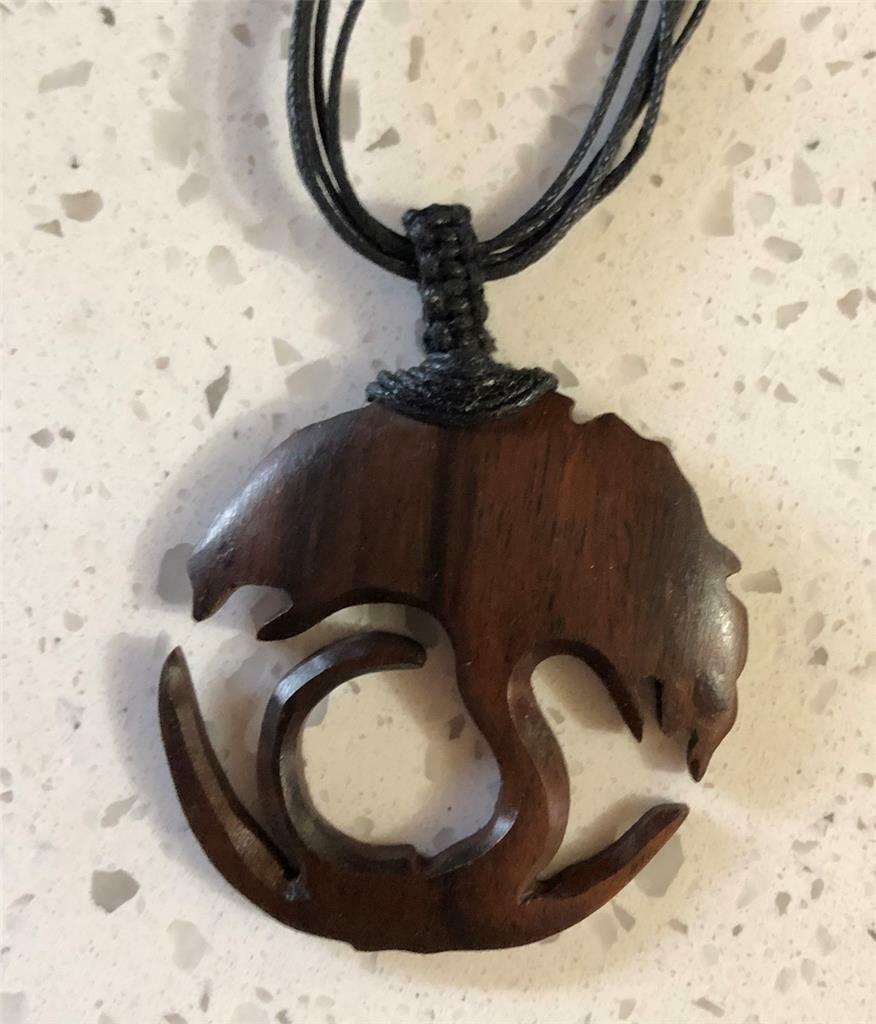 Balinese Tree of Life Carved Wooden Pendant Choker