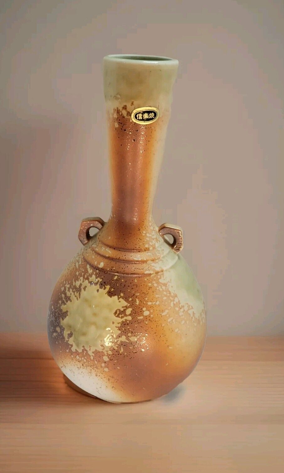 Japanese Shigaraki Pottery Vase With Handles