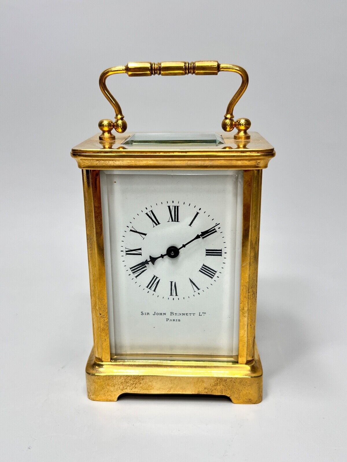 19c. Antique French Sir John Bennett Paris Brass Carriage Clock Gilt Brass Frame