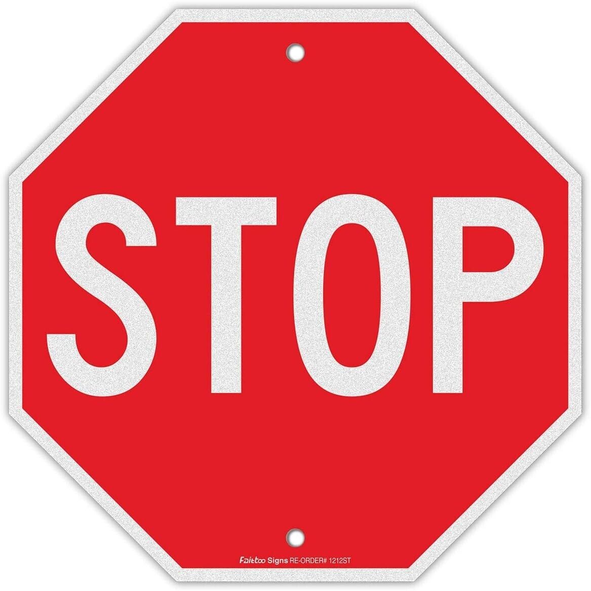 Stop Sign, Street Slow Warning Reflective Signs, 12 X 12 Inches Octagon.040 Rust
