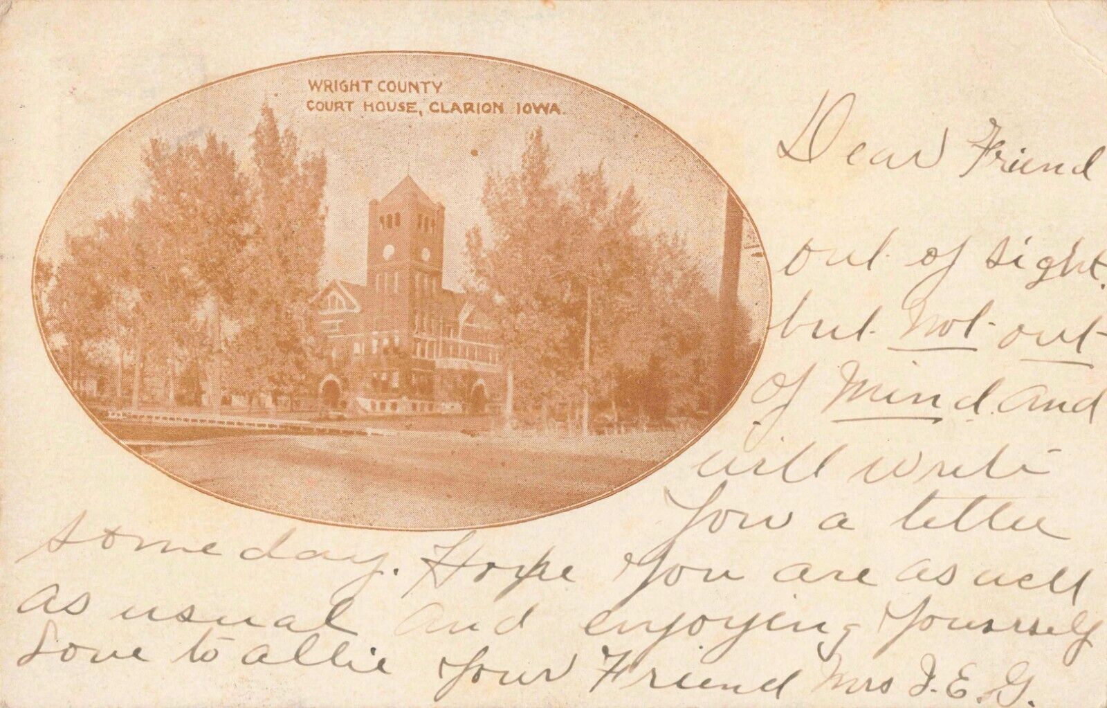 Wright County Court House Clarion Iowa IA 1905 Postcard