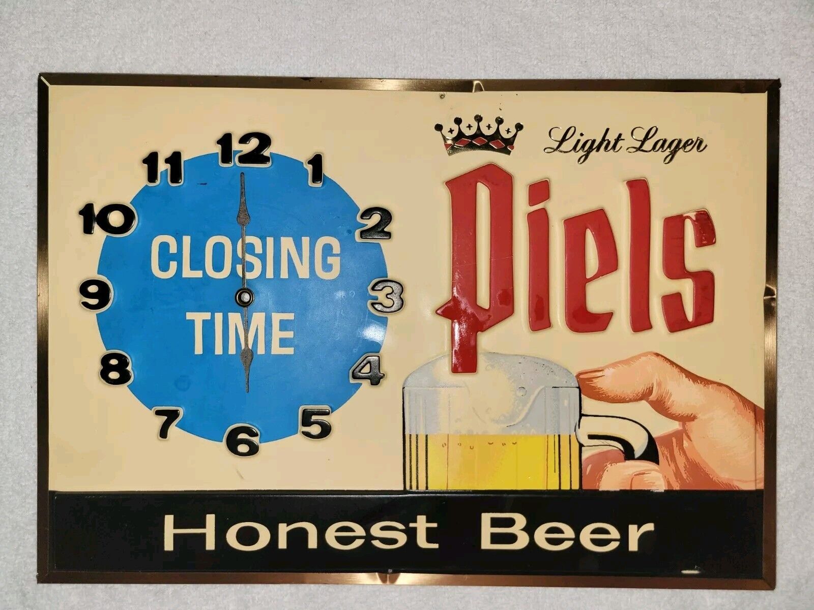 Vintage Piel's Beer Sign 1964 Closing Time Utica Club Pabst Silvertop Schaefer 