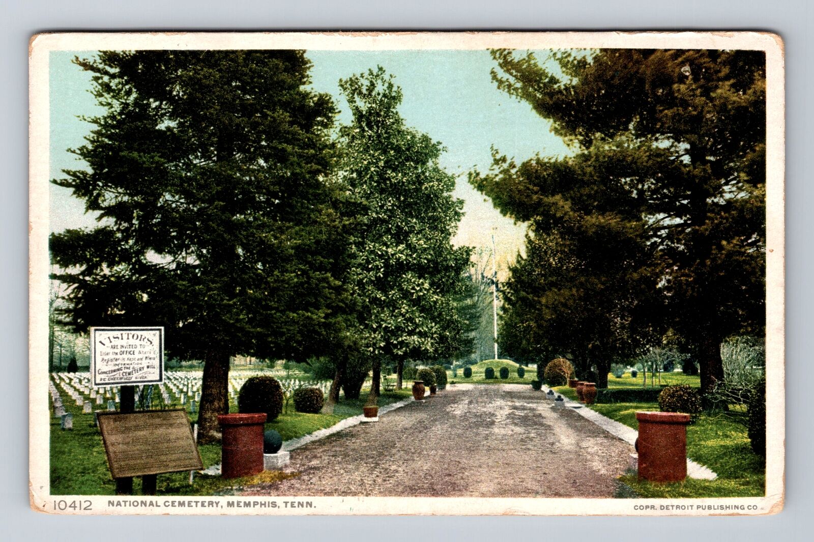 Memphis TN-Tennessee, Scenic Views National Cemetery, Antique Vintage Postcard