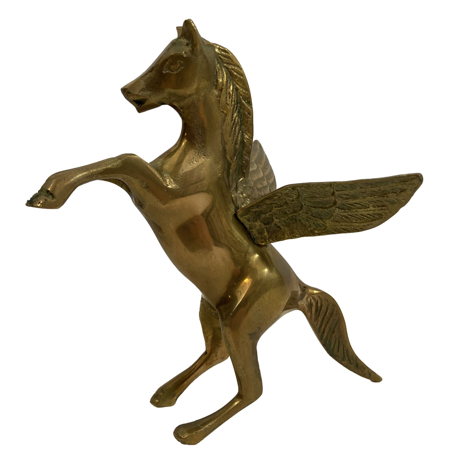 Vintage Solid Brass Pegasus Horse With Wings Mythical Statue 6.5” Tall