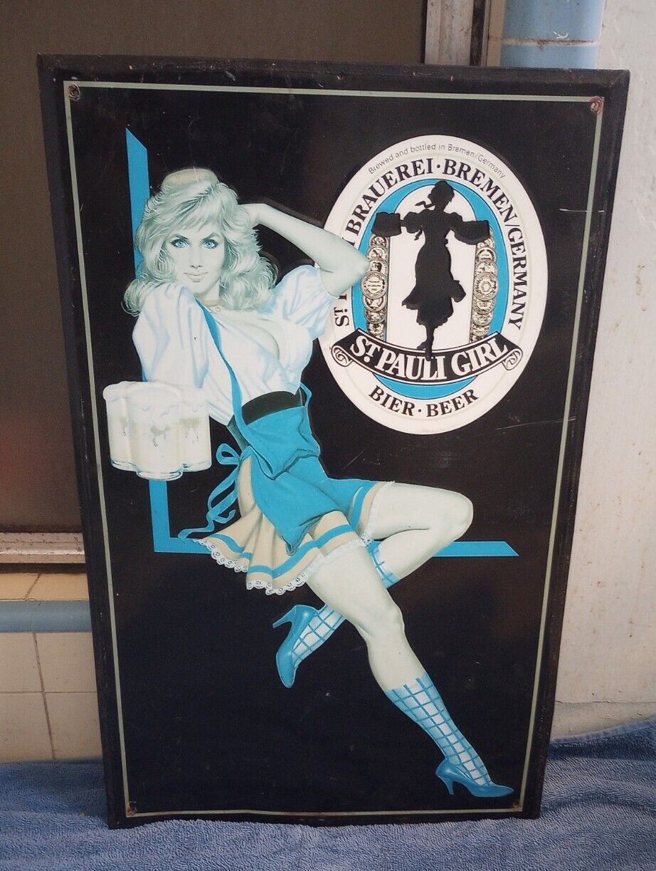 1970s St. Pauli Girl Metal Beer Sign. 15x24
