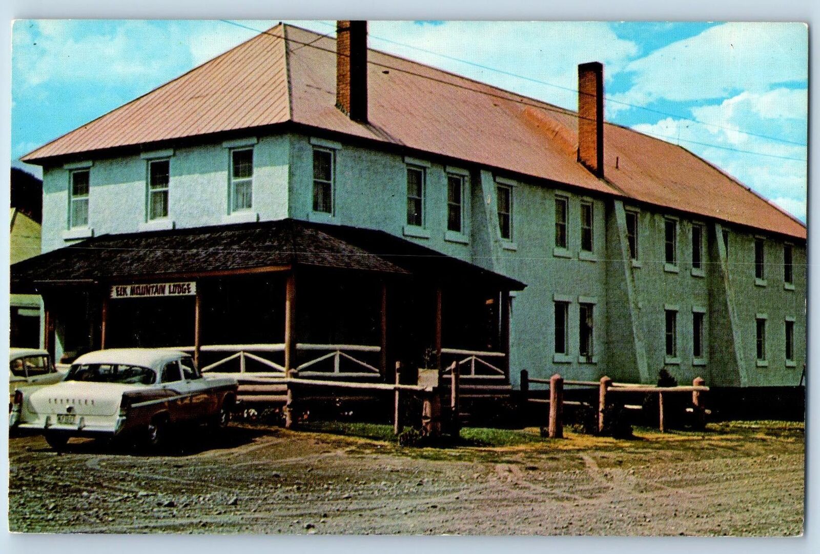 Crested Butte Colorado CO Postcard The Elk Mountain Lodge Cars c1960's Vintage