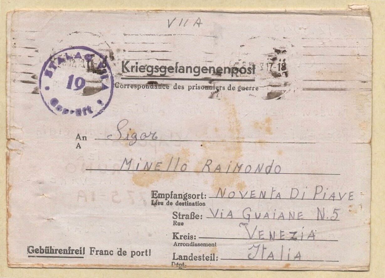 1943 Italian PRISONER of WAR Letter:STALAG VII A--STALAG 19/VII A CIRC Cachet
