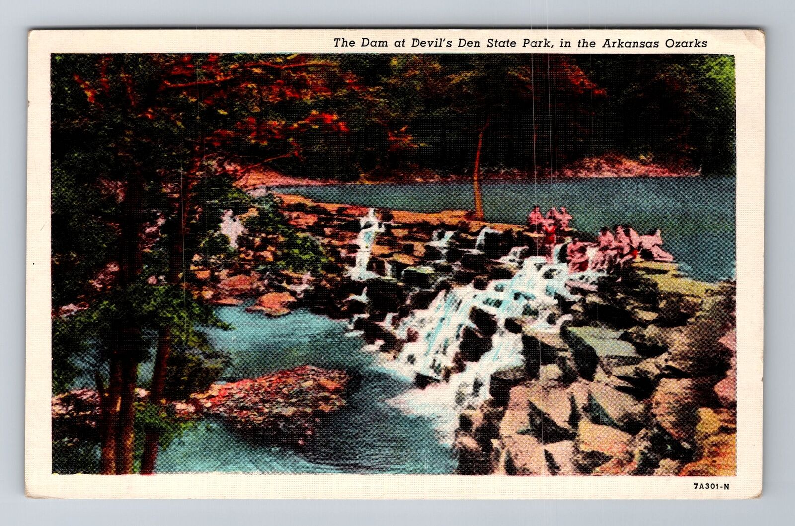 Winslow AR-Arkansas, Dam at Devil's Den State Park, Vintage Souvenir Postcard