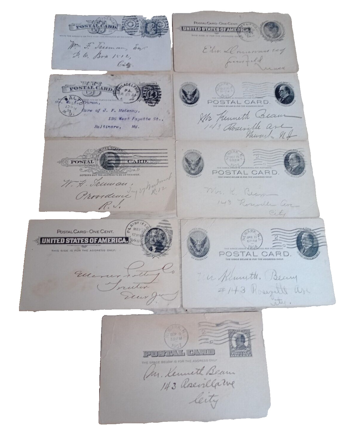 LOT OF 9 EARLY US POSTCARDS, 1883-1907, POLLING PLACE, NAT PUB, UNITARIAN, BUSNS