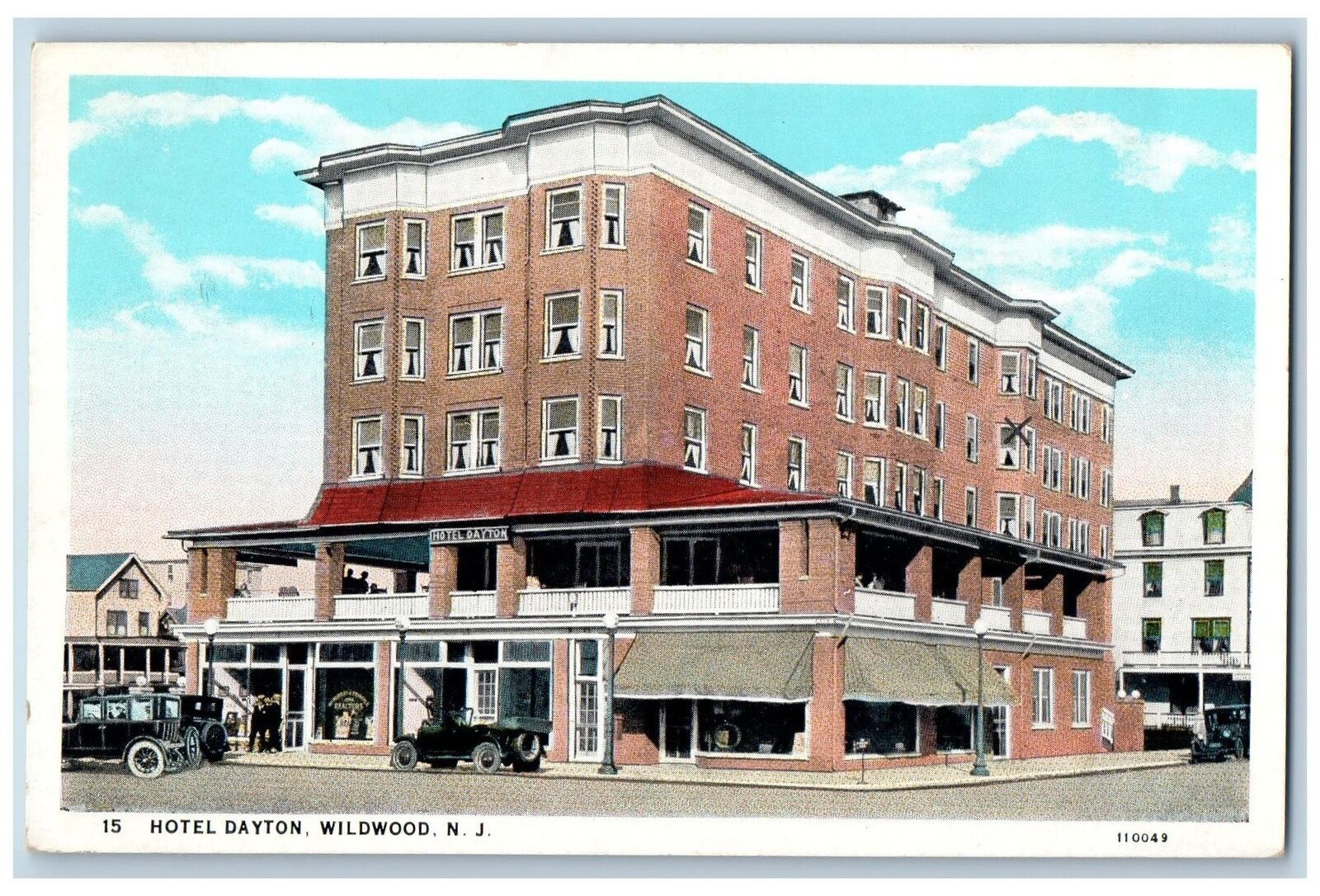 Wildwood New Jersey NJ Postcard Hotel Dayton Exterior Roadside c1920s Cars Scene