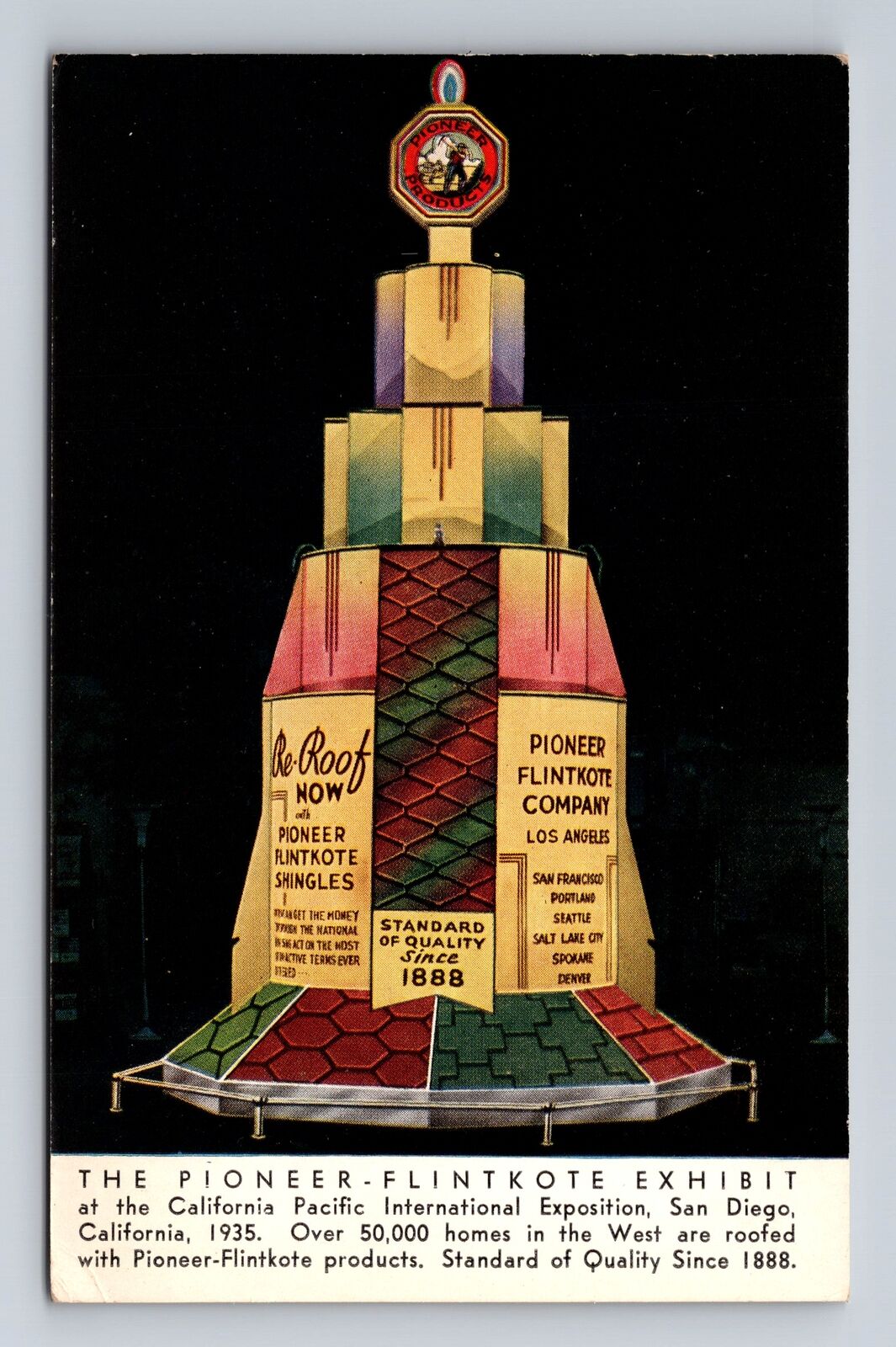 San Diego CA-California CA Pacific Exposition Pioneer Flintkote Vintage Postcard