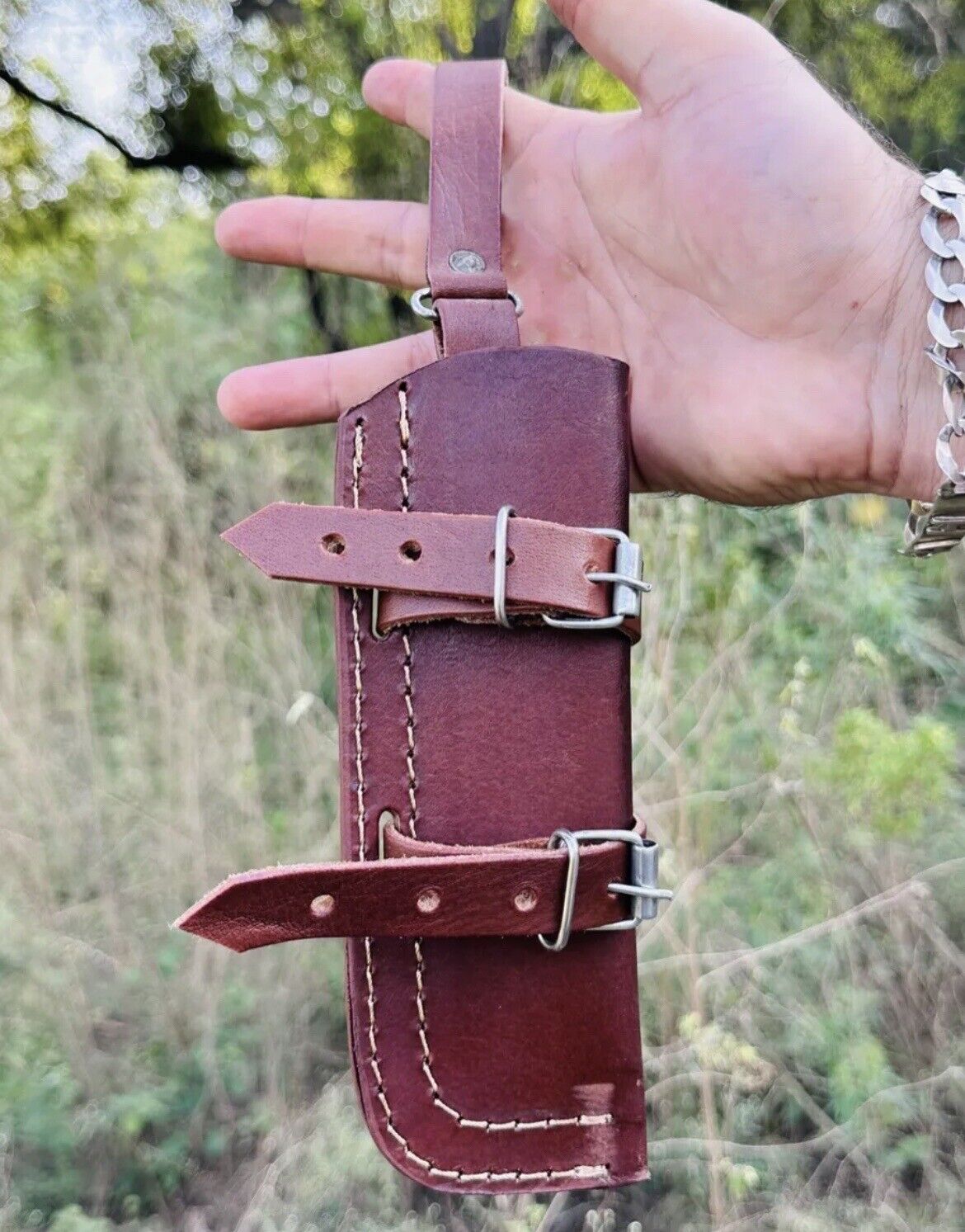 8”long custom handmade leather sheath Knife Case Vertical Scout Carry Sheath